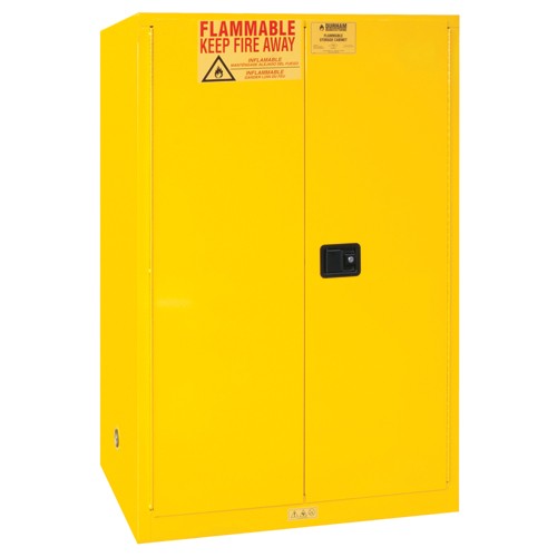 Durham SB551090M50 90 gallon - All Welded - FM Approved - Flammable Safety Cabinet - Manual Doors - 2 Shelves - Safety Yellow