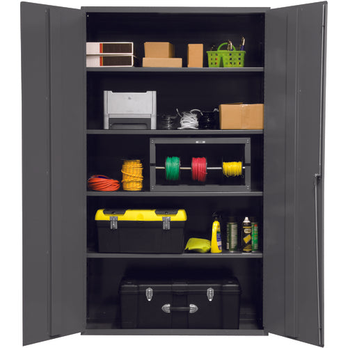 Durham SB5525024S95 48" W - 16 Gauge - Lockable Shelf Cabinet - 4 Adjustable Shelves - Flush Door Style - Gray