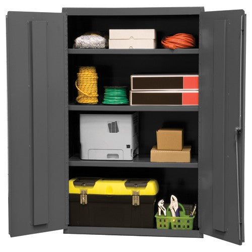 Durham SB5526013S95 36" W - 16 Gauge - Lockable Shelf Cabinet - 3 Adjustable Shelves - Flush Door Style - Gray