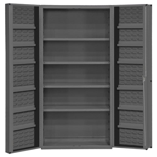 Durham SB55DC364S12DS9 36" W - 14 Gauge - Lockable Shelf Cabinet - 4 Adjustable Shelves - 12 Door Shelves - Deep Door Style - Gray