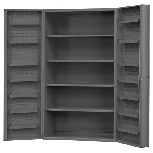 Durham SB55DC484S14DS9 48" W - 14 Gauge - Lockable Shelf Cabinet - 4 Adjustable Shelves - 14 Door Shelves - Deep Door Style - Gray