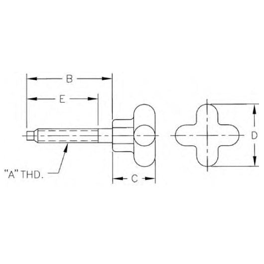 Te-Co 31025 Dog Point Hand Knob Screw 1/4-20