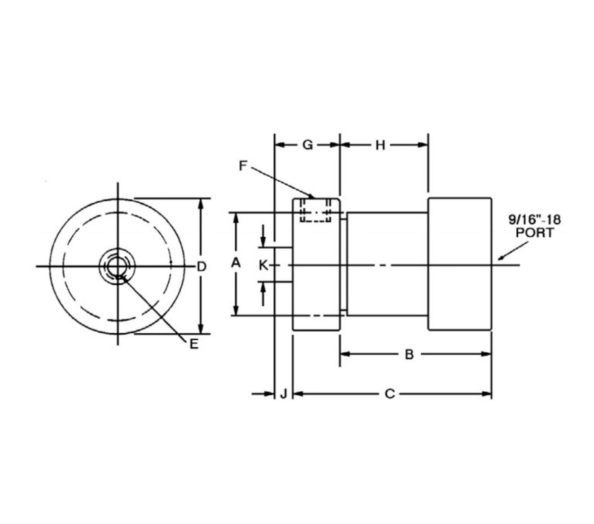 JERGENS CYLINDER, STD DBL-ACTING 3IN, 1-1/2 DIA 1/4-20 X 1/2 - 60360