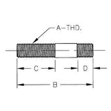 TE-CO 60451 METRIC DRIVER STUD M10 X 50 MM