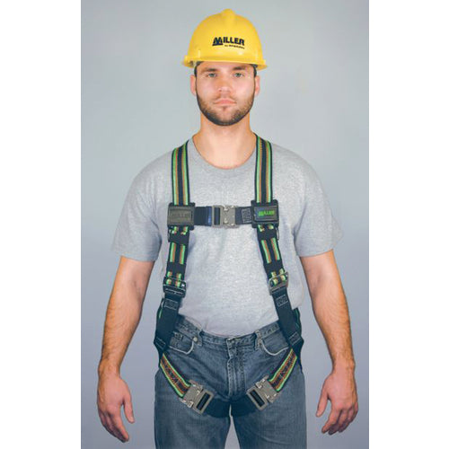 Miller by Honeywell LF50E650QCUGN Miller Duraflex Ultra Harness W/Duraflex Stretchable Webbing Friction Buckle Shoulder Straps & Quick Connect Leg & Chest Straps