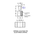 JERGENS SPRING LOCATOR PIN, ELASTOMER SPRING, .438, 13.5 LB, STL PIN, BLACK - 36234