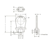 JERGENS HOIST RING, FORGED, M36X4, CENTER PULL, C=71.4MM, 11000 KG - 23983