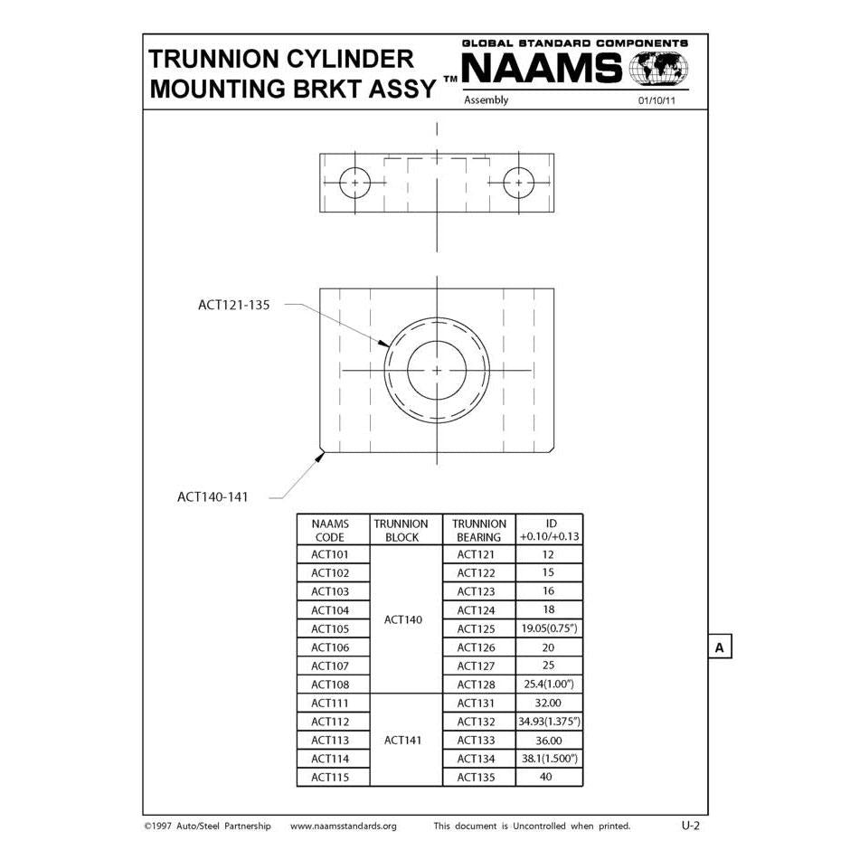 NAAMS Cylinder Mounting Assembly ACT102
