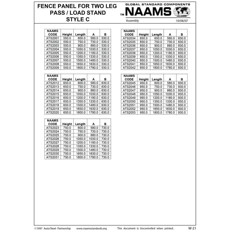 NAAMS Fence Panel ATS2001 THRU ATS2053