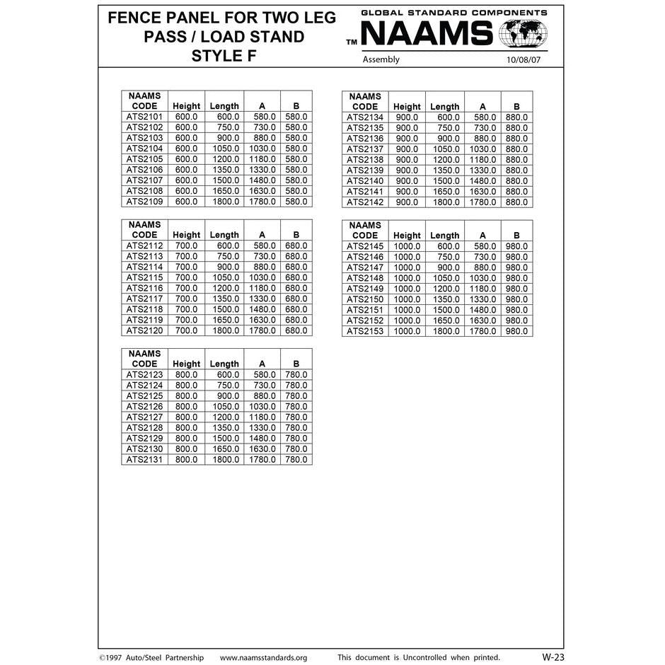 NAAMS Fence Panel ATS2101 THRU ATS2153