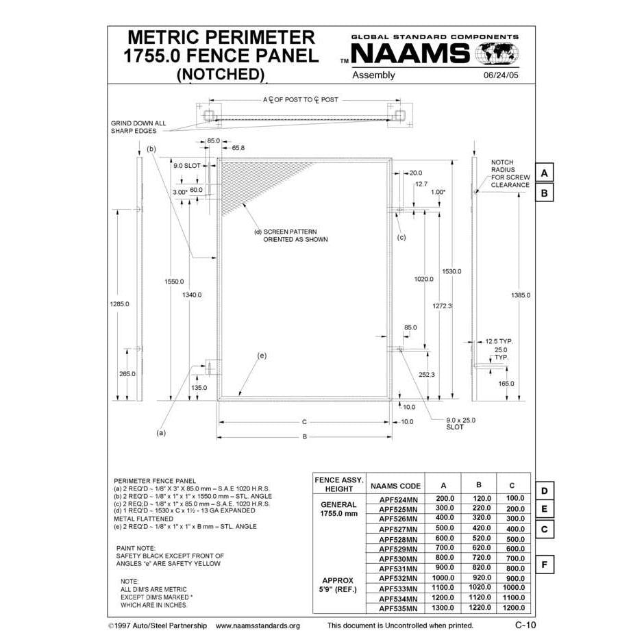NAAMS Metric Fence Panel APF531MN