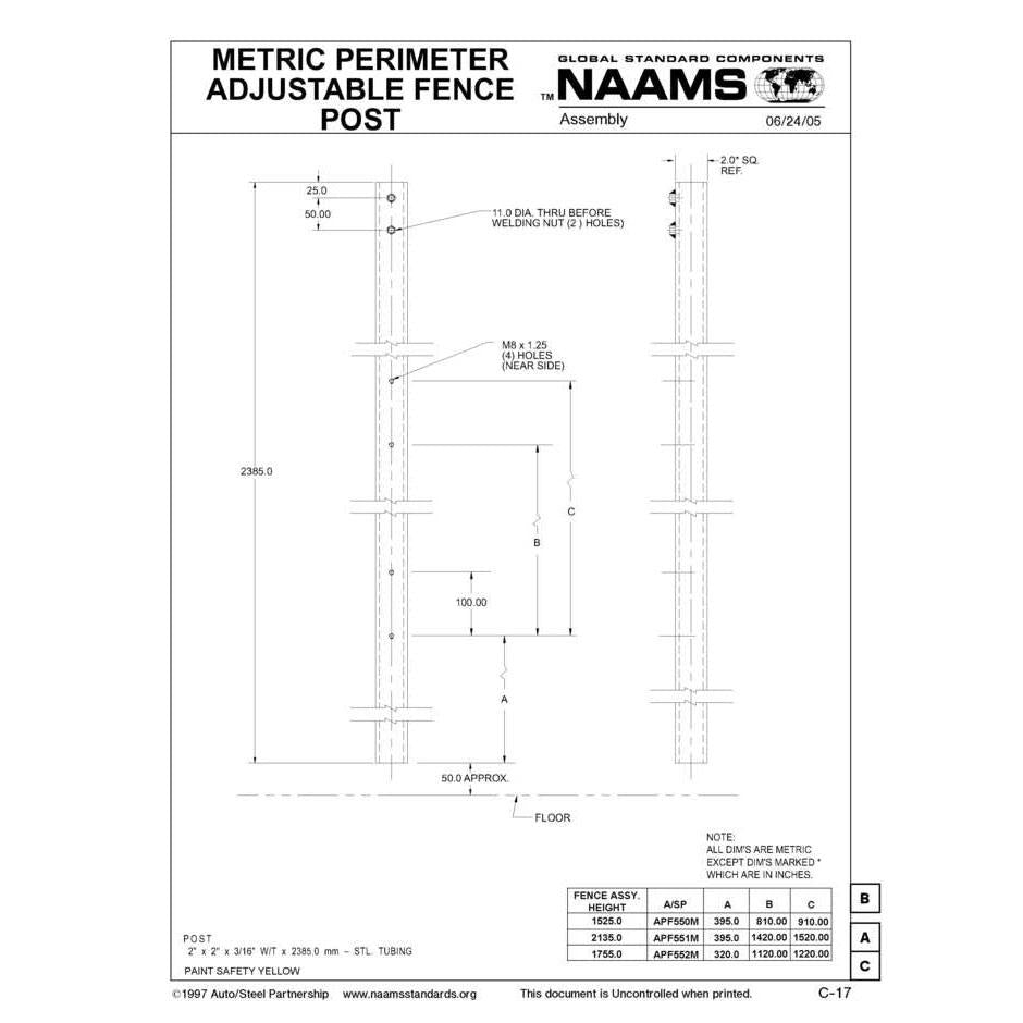 NAAMS Adjustable Fence Post APF552M