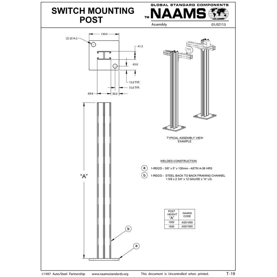 NAAMS Switch Mounting Post ASD1500