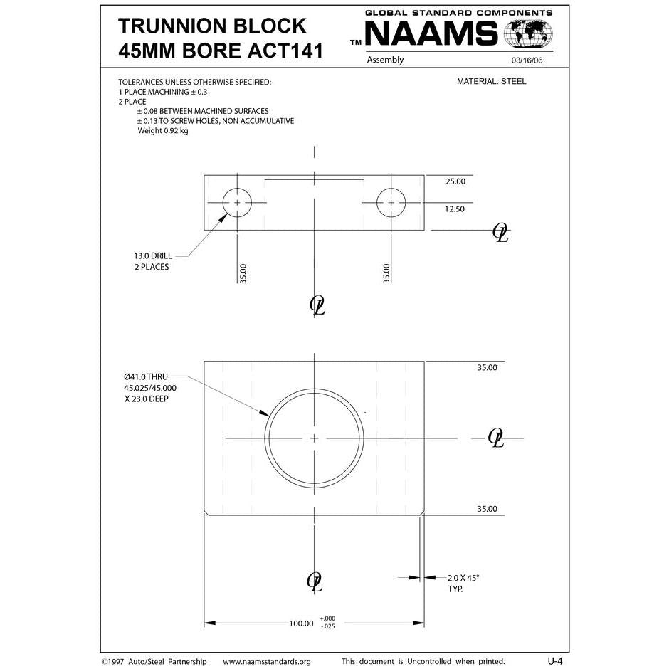 NAAMS Trunnion Block 32mm Bore ACT141