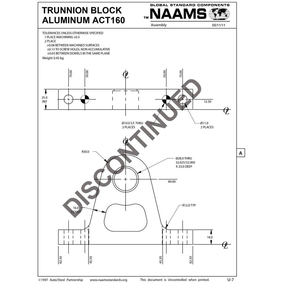 NAAMS Trunnion Block 32mm Bore ACT160