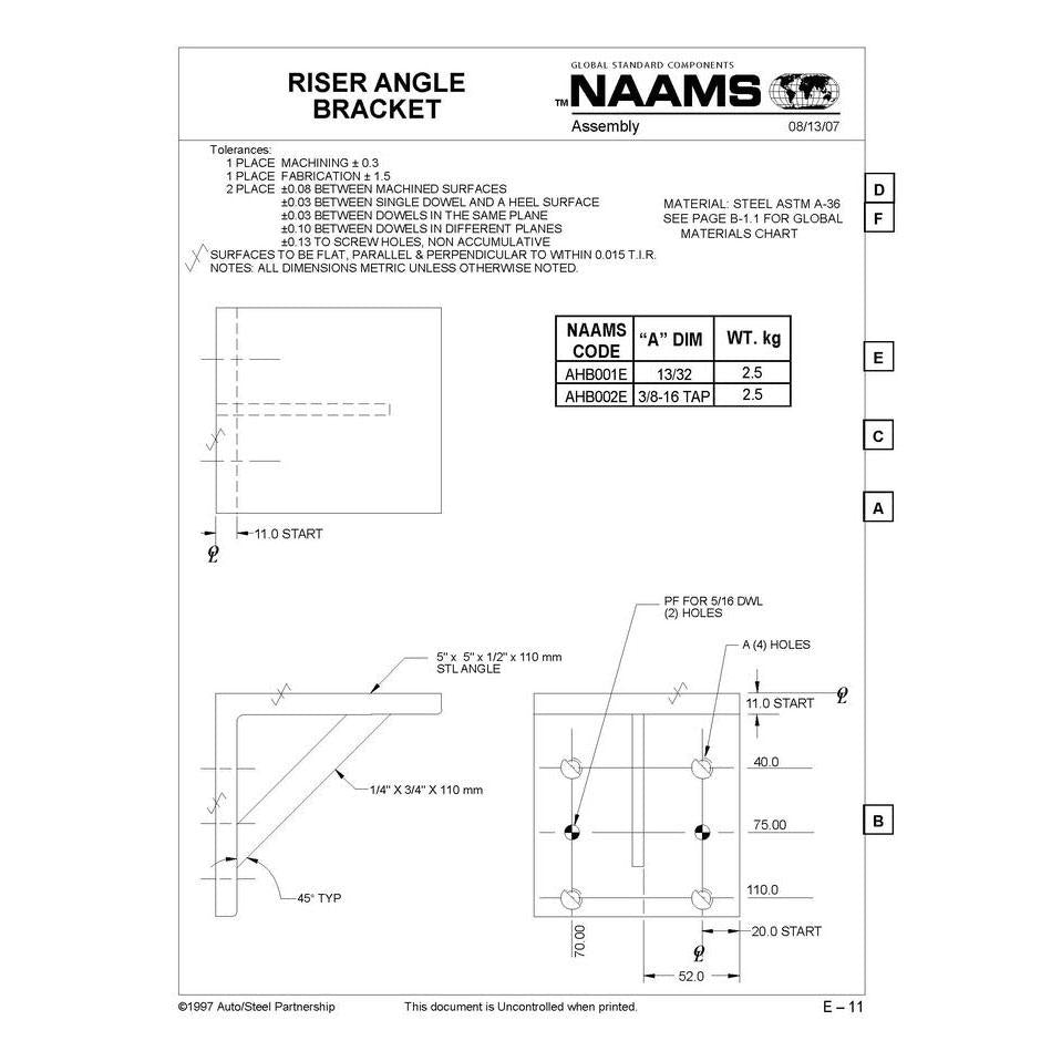 NAAMS Riser Angle Bracket AHB001E – Freer Tool and Supply