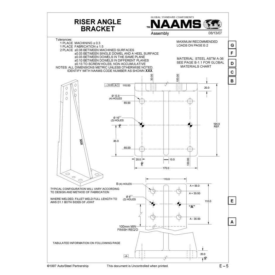 NAAMS Riser Angle Bracket ARA150M