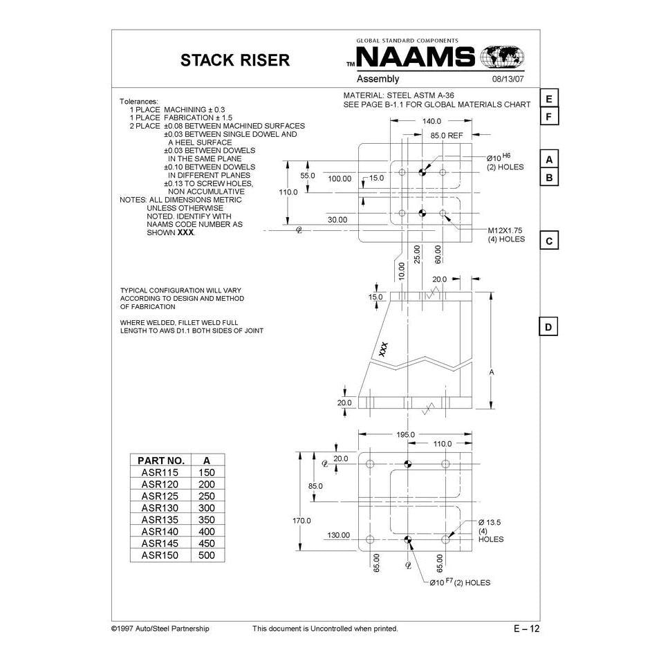 NAAMS Stack Riser ASR135 – Freer Tool and Supply