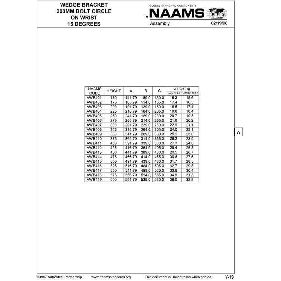 NAAMS Wedge Bracket AWB408