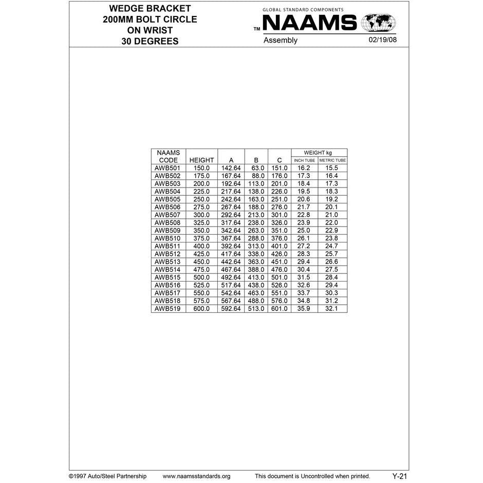 NAAMS Wedge Bracket AWB501