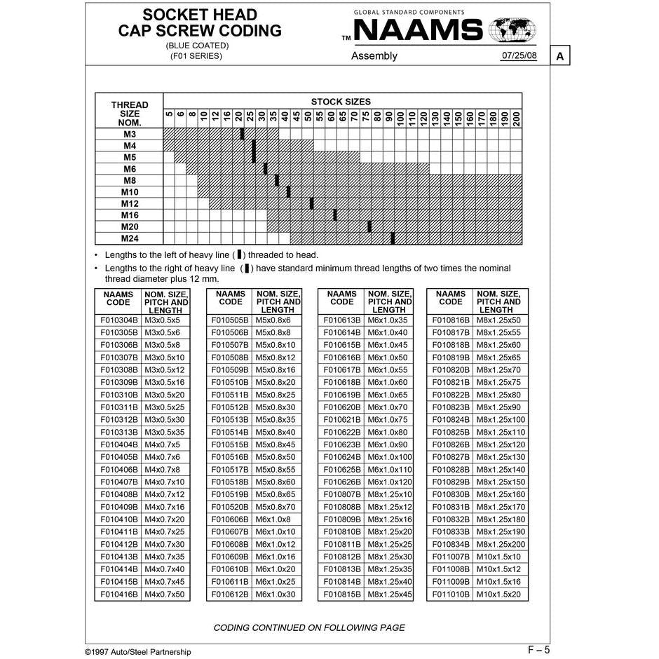 NAAMS Socket Head Cap Screw F010515B M5 x 0.8 x 45