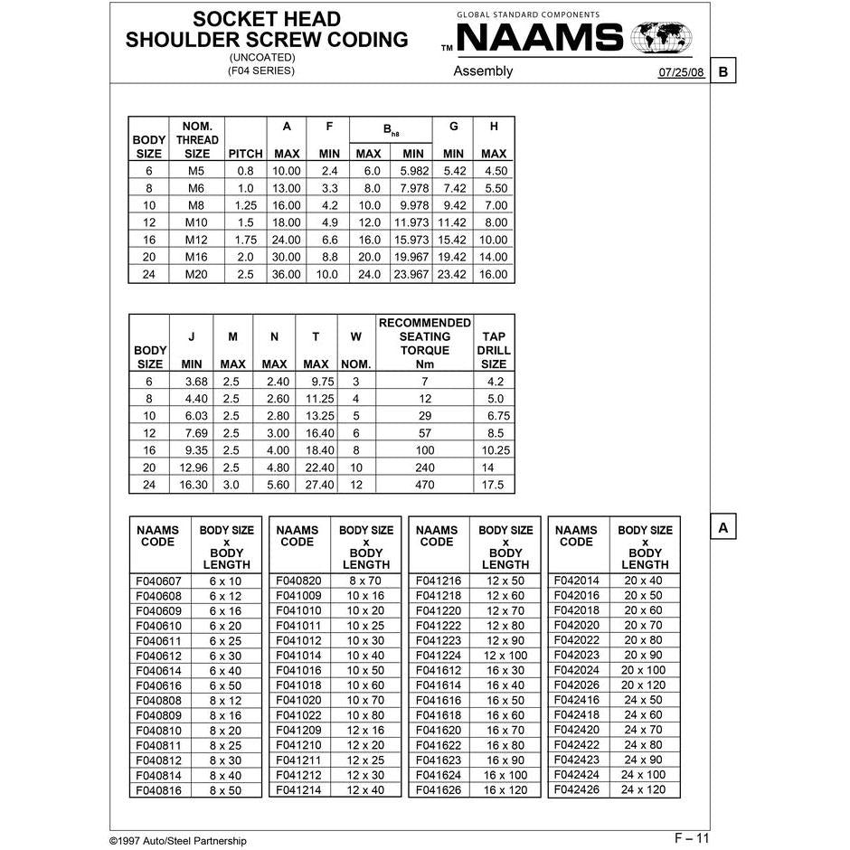 NAAMS Socket Head Shoulder Screw F040614 6 x 40