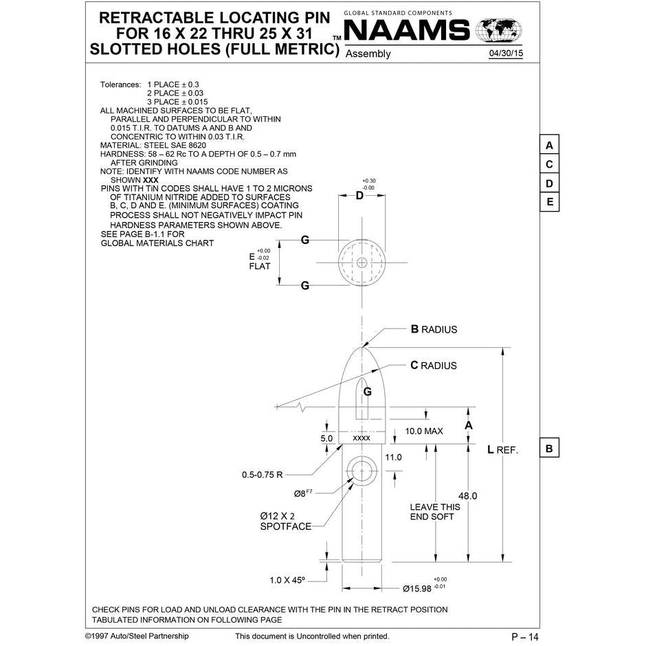 NAAMS Locating Pin APE258R