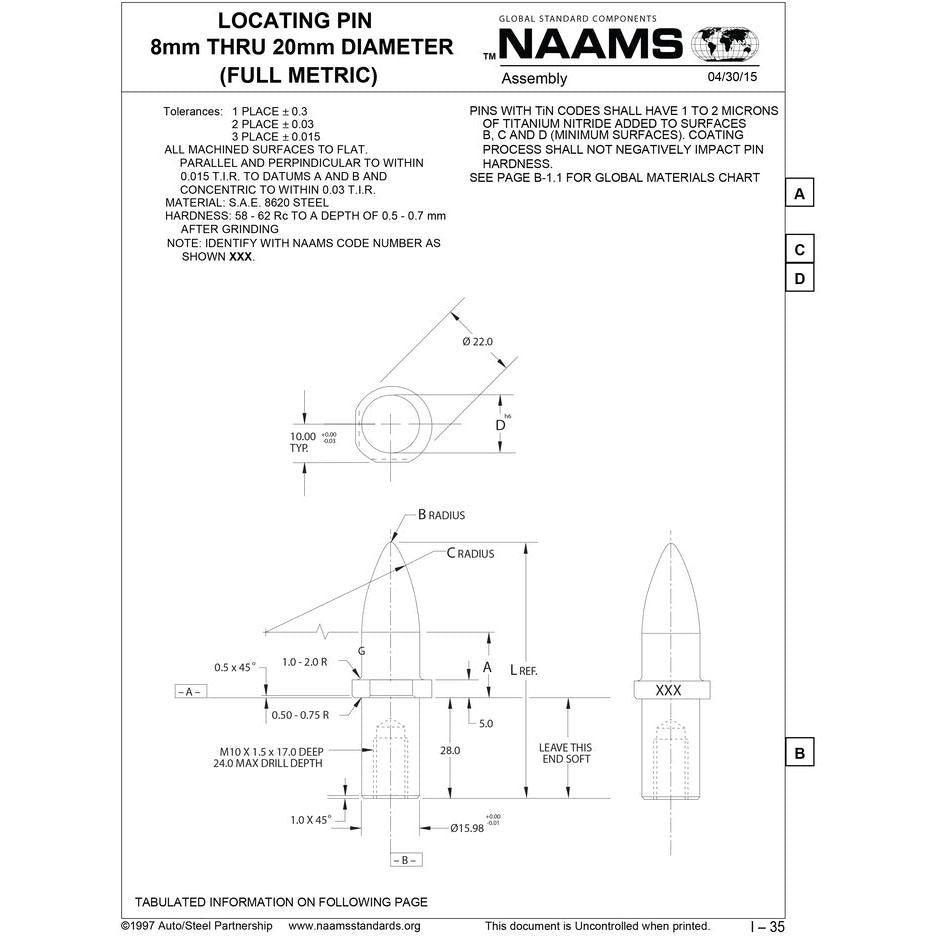 NAAMS Locating Pin APQ163T