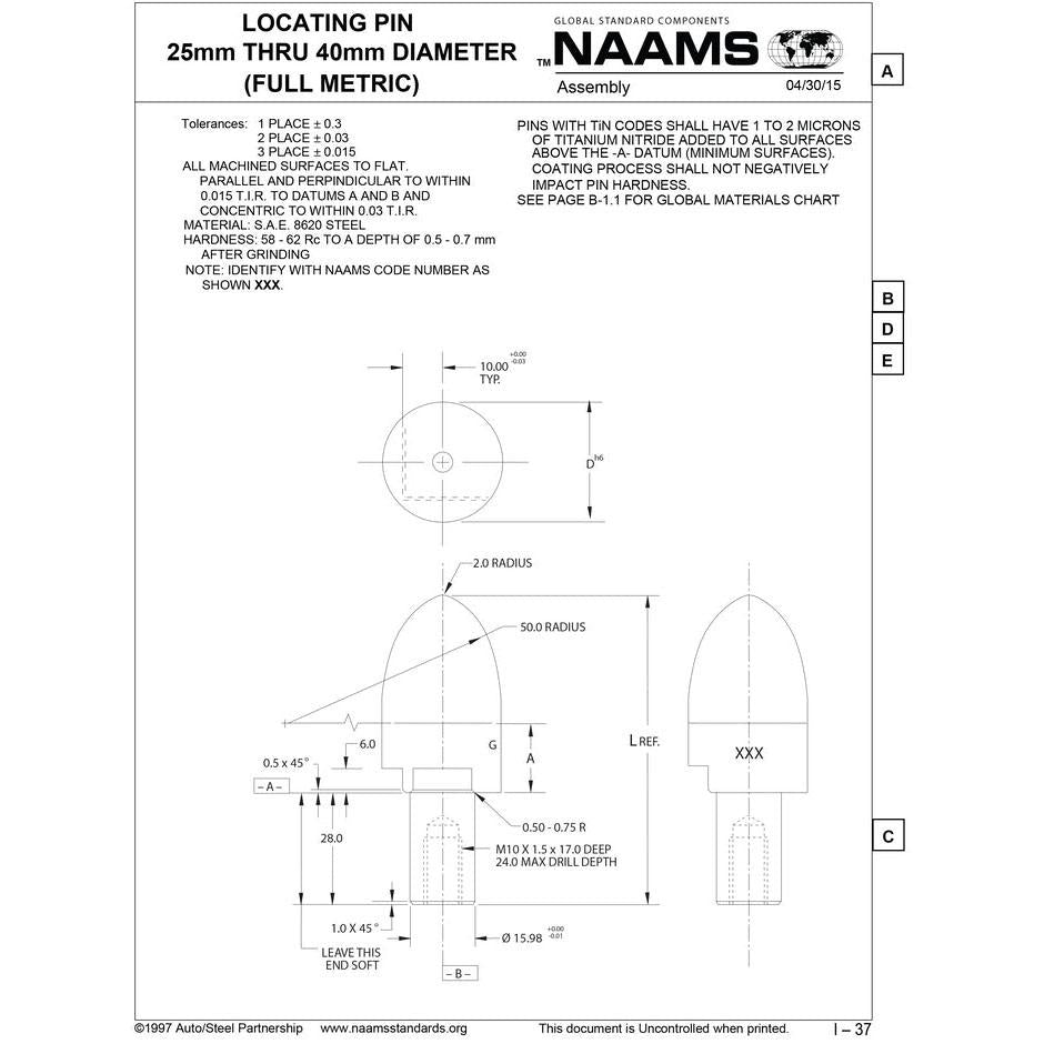 NAAMS Locating Pin APQ357T