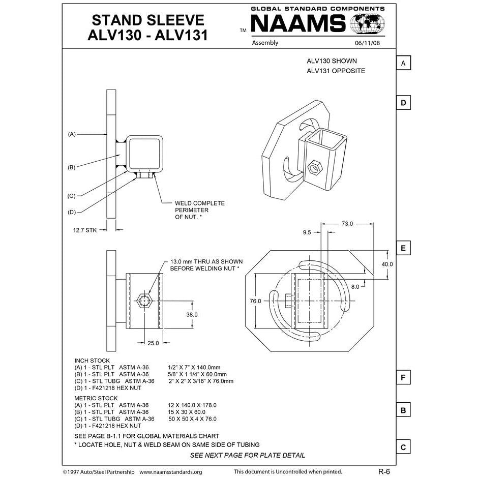 NAAMS Stand Sleeve ALV130