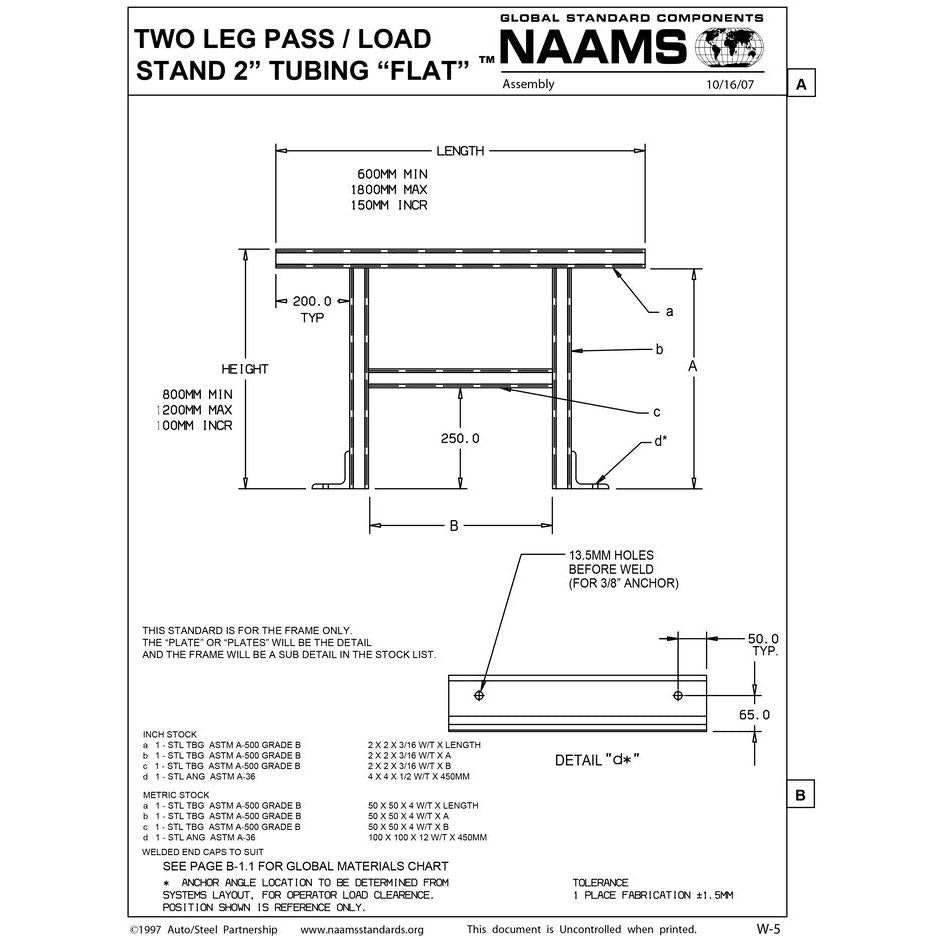 NAAMS Two Leg Stand APT2001 THRU APT2409