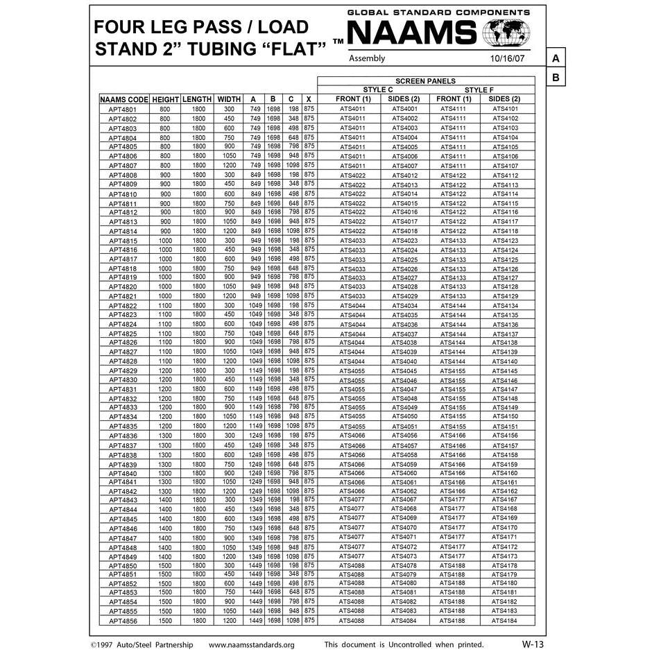 NAAMS Four Leg Stand APT4001 THRU APT4856