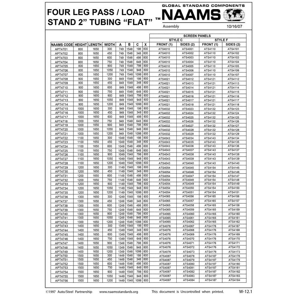 NAAMS Four Leg Stand APT4001 THRU APT4856