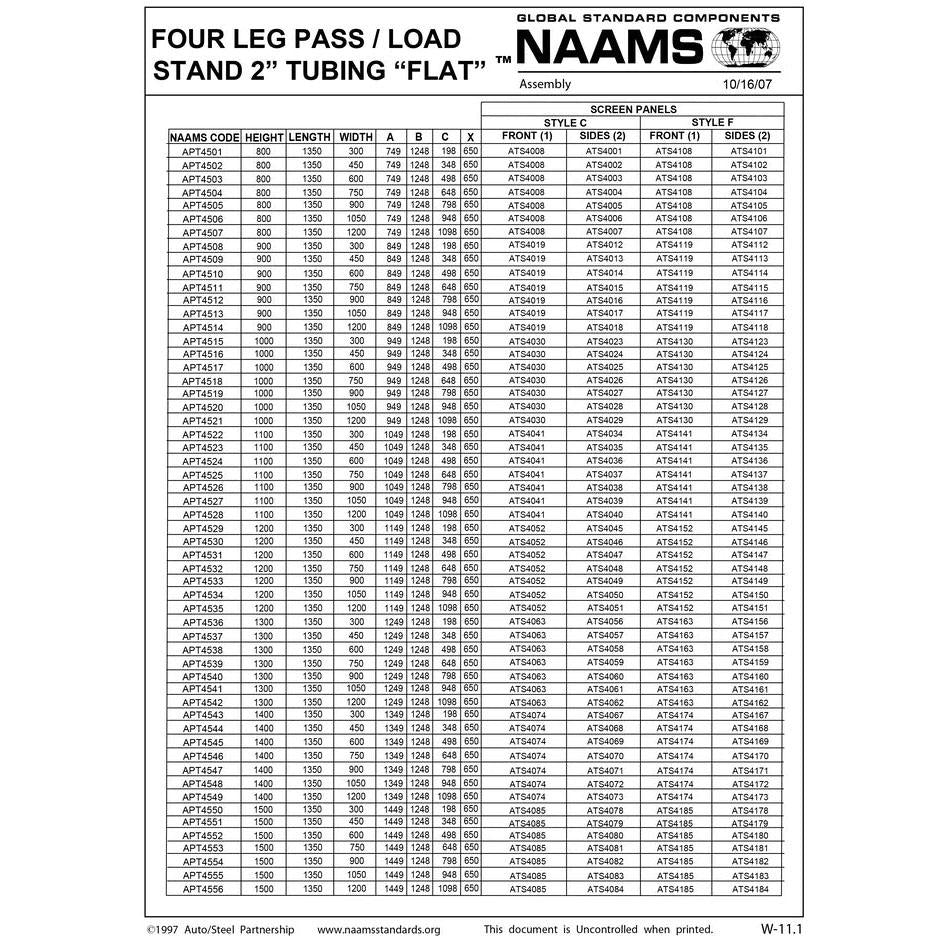 NAAMS Four Leg Stand APT4001 THRU APT4856