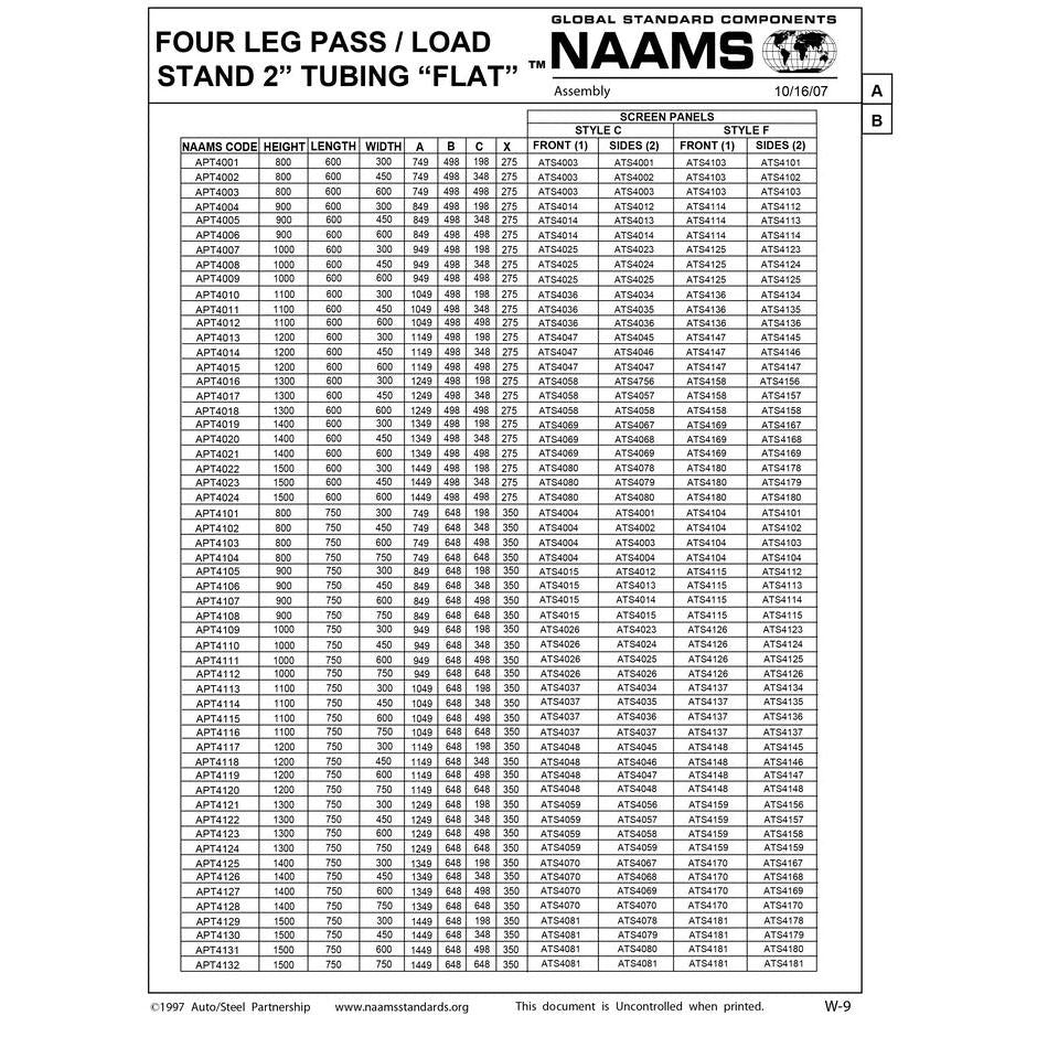 NAAMS Four Leg Stand APT4001 THRU APT4856