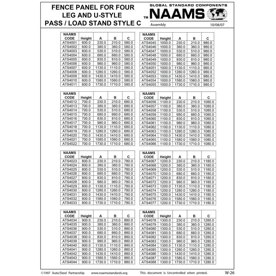 NAAMS Fence Panel ATS4001 THRU ATS4088
