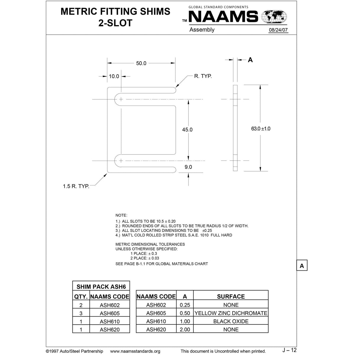NAAMS Shims ASH605 DSCH045-M050