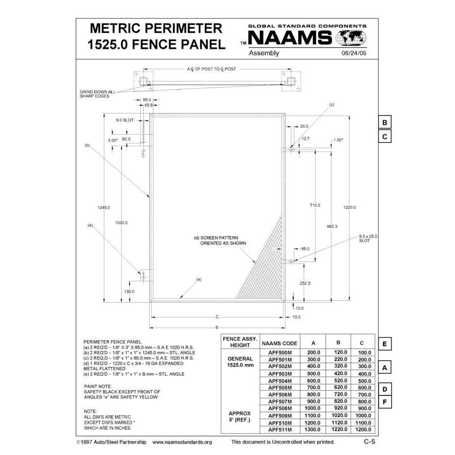 NAAMS Metric Fence Panel APF506M
