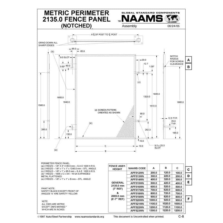 NAAMS Metric Fence Panel APF522MN