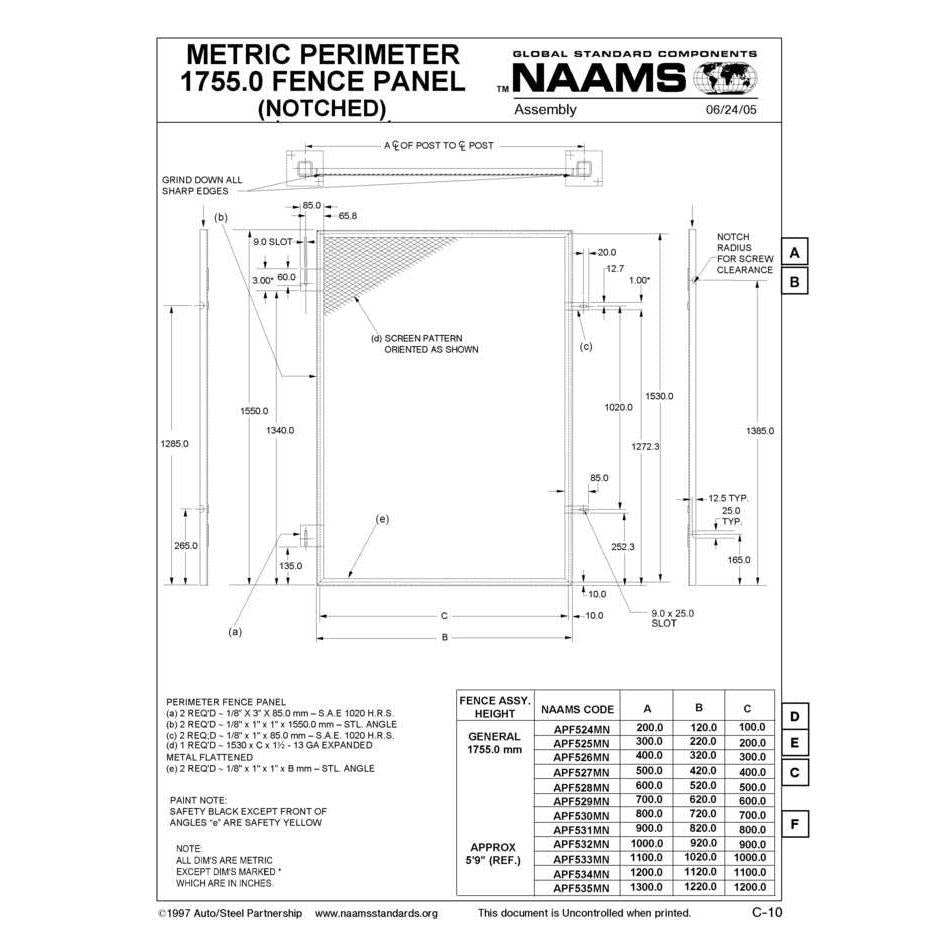 NAAMS Metric Fence Panel APF530MN
