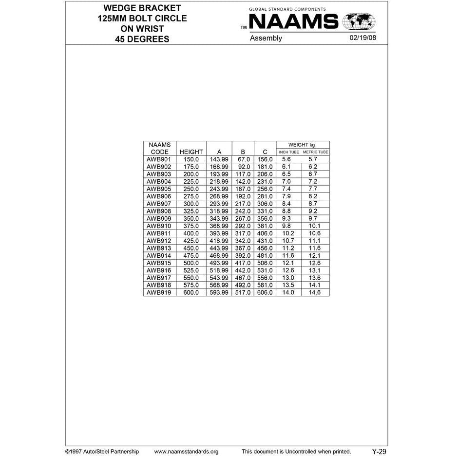 NAAMS Wedge Bracket AWB904