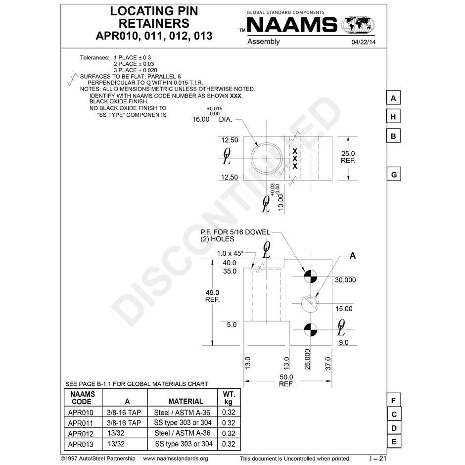 NAAMS Pin Retainer APR012