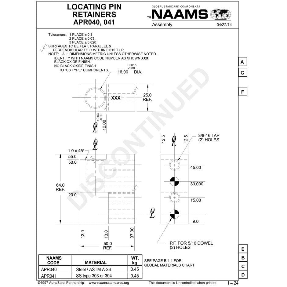 NAAMS Pin Retainer APR041