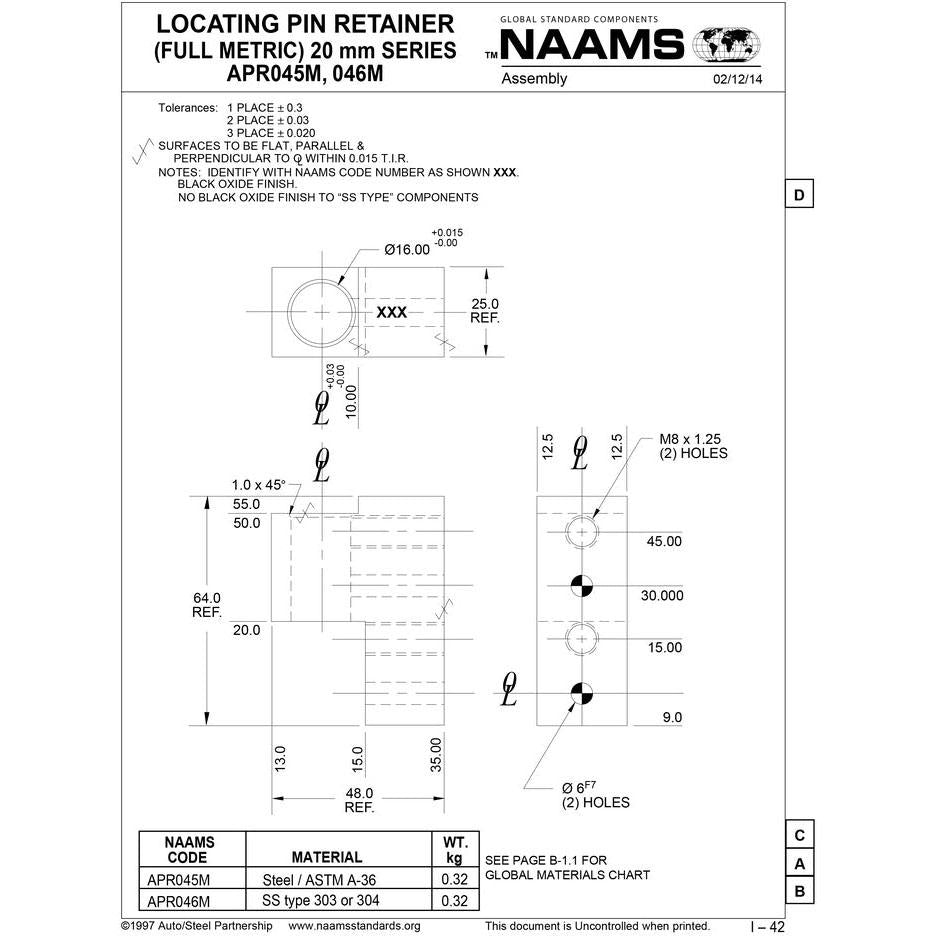 NAAMS Pin Retainer APR046M