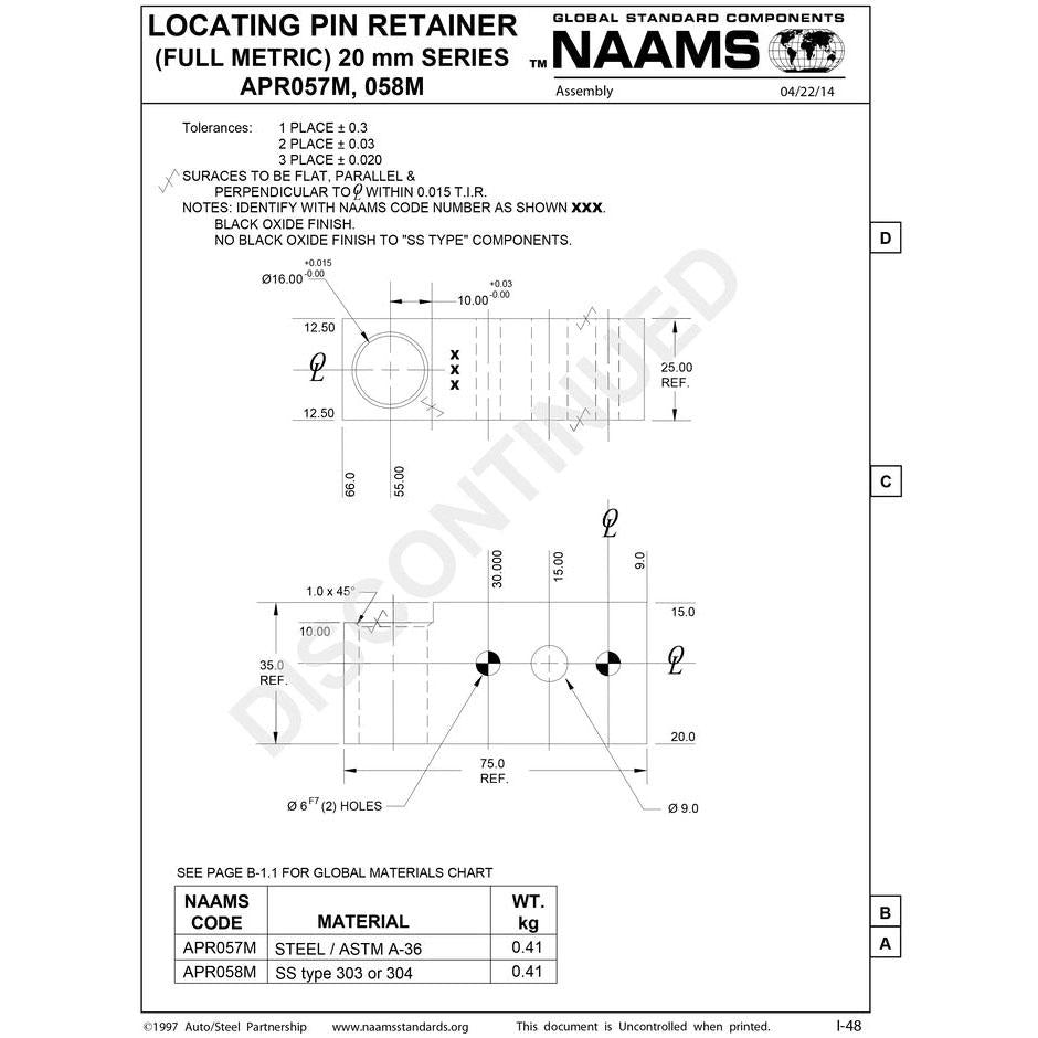 NAAMS Pin Retainer APR057M