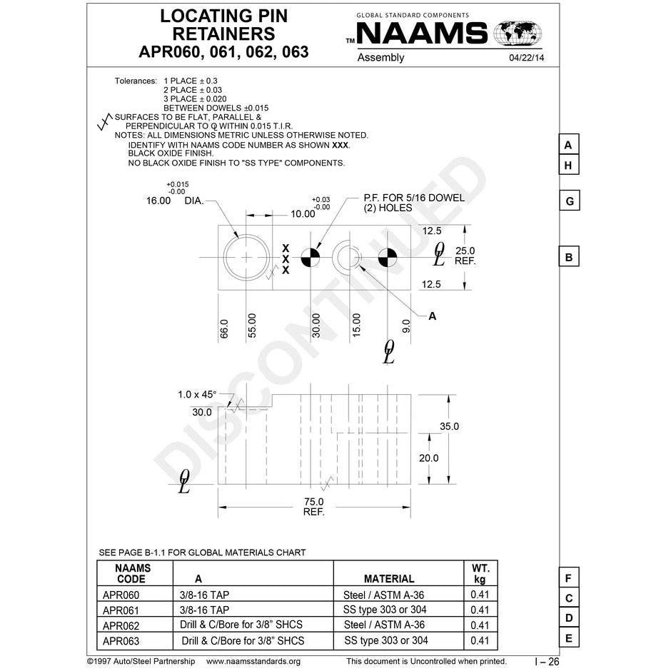 NAAMS Pin Retainer APR060