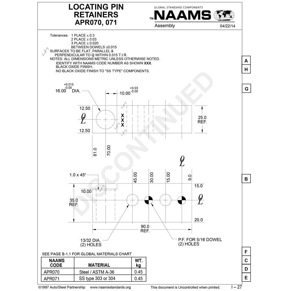 NAAMS Pin Retainer APR071