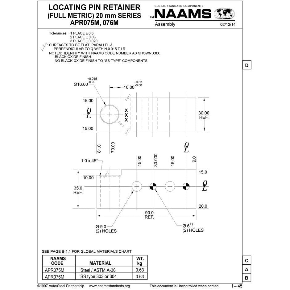 NAAMS Pin Retainer APR075M