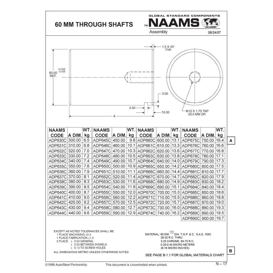 NAAMS Through Shaft ADP662C 60mm