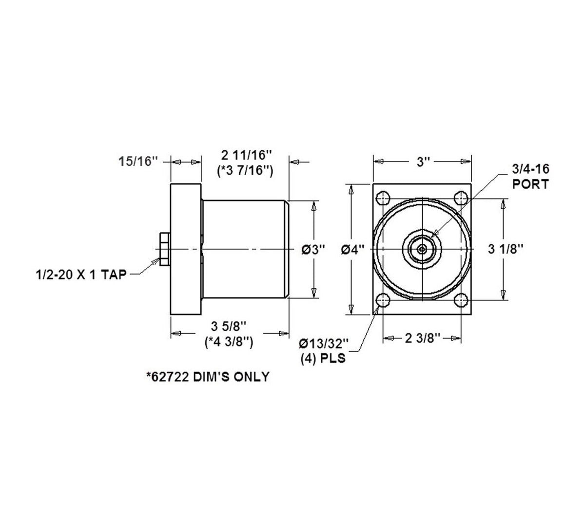JERGENS CYLINDER, FLANGE MOUNT 1/2 - 62721